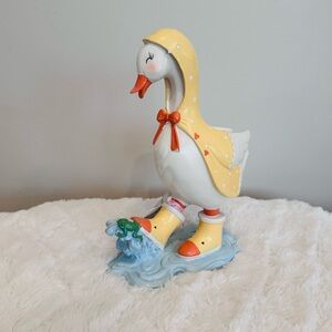 CUTE Cottontail Lane Duck In Raincoat & Rubber Boots Resin Easter Decor NEW